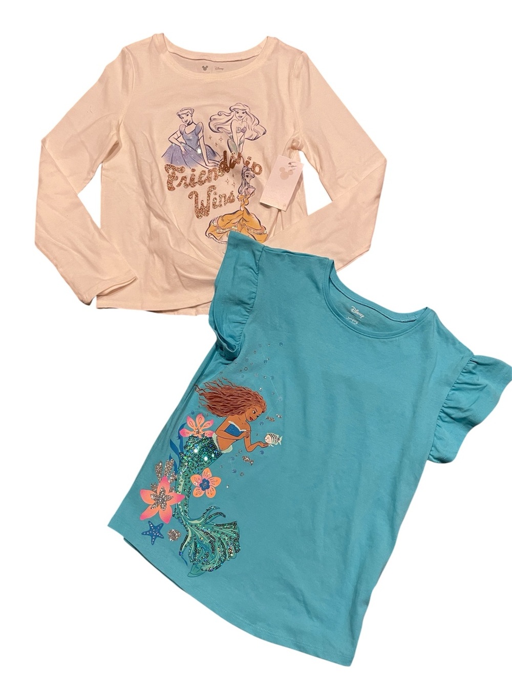 2 Disney Princess Sparkly Tops by Jumping Beans Girls Size 8